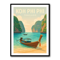 Koh Phi Phi Thailand Travel Poster 1  Wall Art