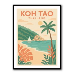 Koh Tao Thailand Travel Poster  Wall Art