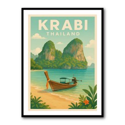 Krabi Thailand Travel Poster 1  Wall Art