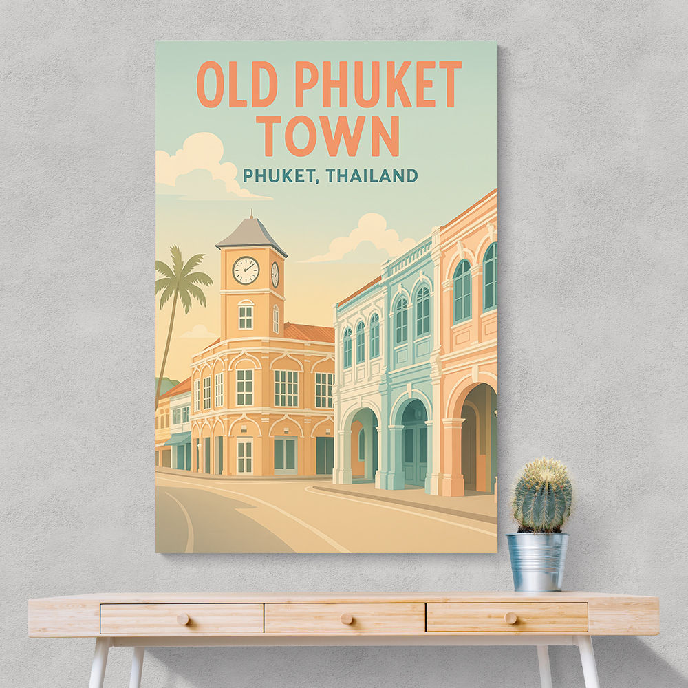 Old Phuket Town Phuket Thailand Travel Poster Wall Art Old Phuket Town Phuket Thailand Travel Poster Wall Art