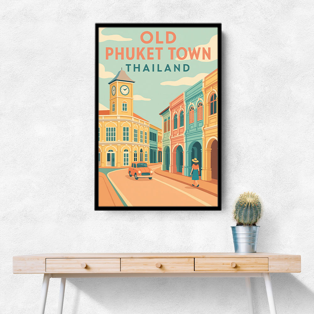 Old Town Phuket Thailland Travel Poster Wall Art Old Town Phuket Thailland Travel Poster Wall Art
