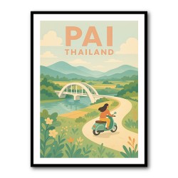 Pai Thailand Travel Poster 1 Wall Art