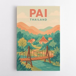 Pai Thailand Travel Poster Wall Art