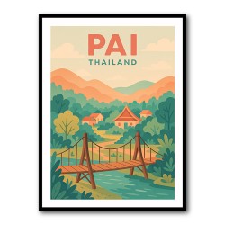 Pai Thailand Travel Poster Wall Art