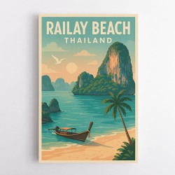 Railay Beach Thailand Travel Poster 1 Wall Art