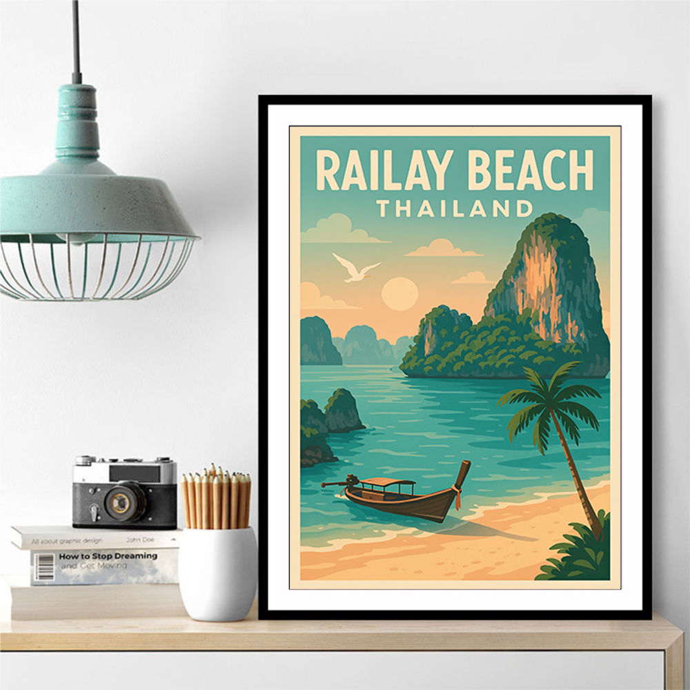Railay Beach Thailand Travel Poster 1 Wall Art Railay Beach Thailand Travel Poster 1 Wall Art
