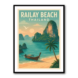 Railay Beach Thailand Travel Poster 1 Wall Art