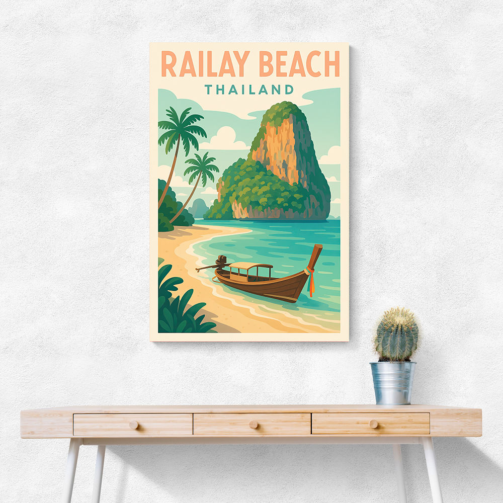 Railay Beach Thailand Travel Poster Wall Art Railay Beach Thailand Travel Poster Wall Art