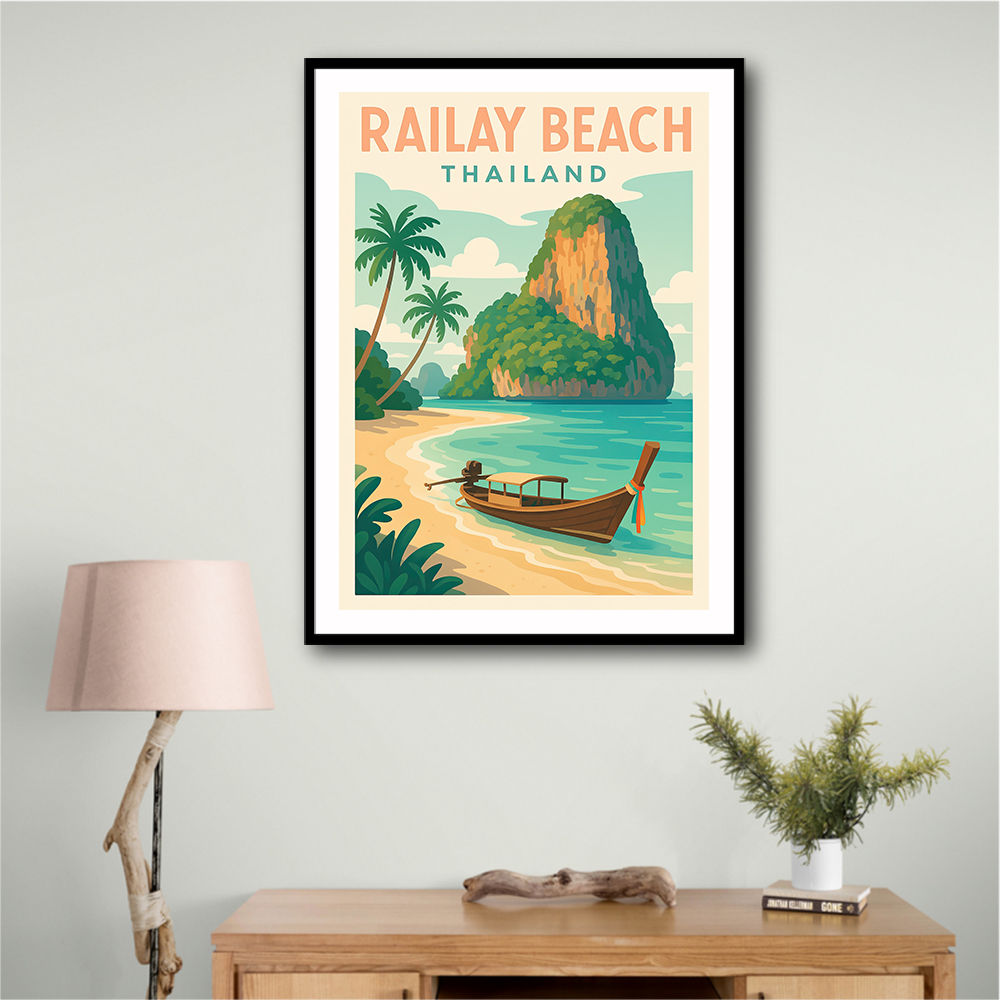 Railay Beach Thailand Travel Poster Wall Art Railay Beach Thailand Travel Poster Wall Art