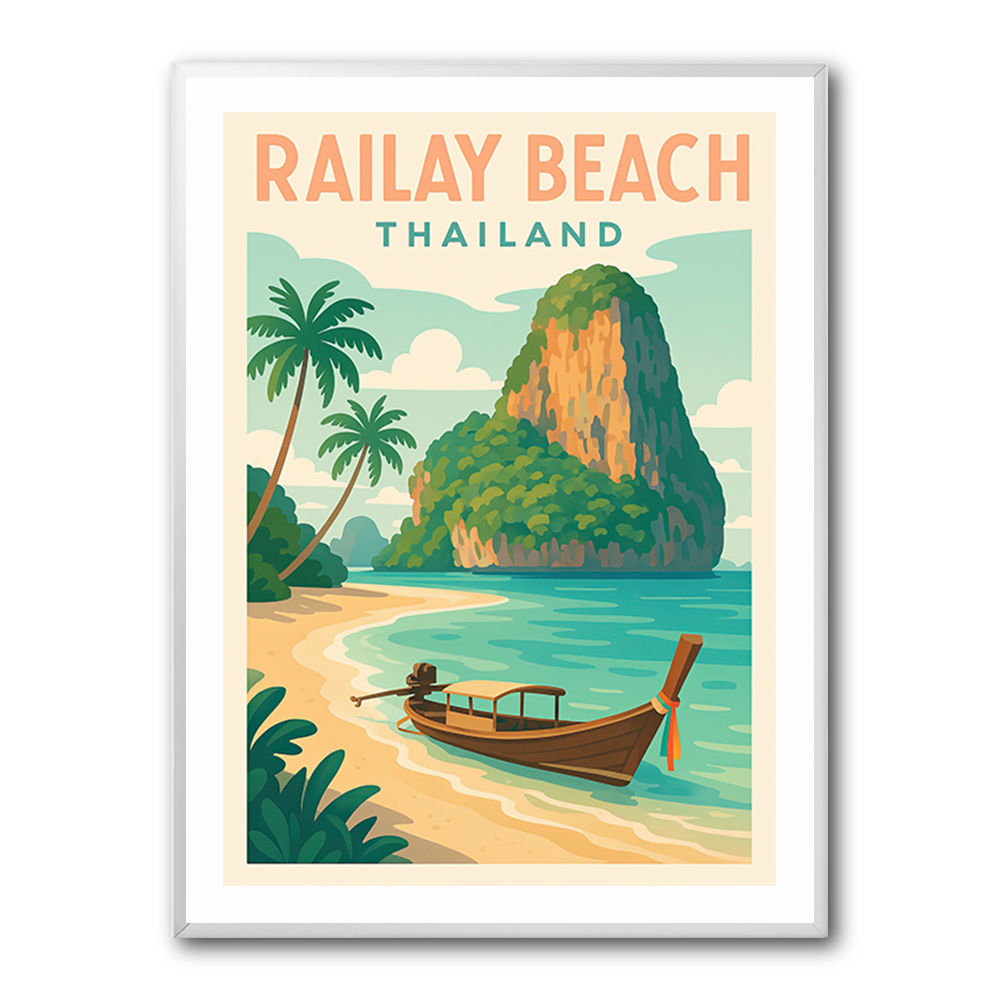 Railay Beach Thailand Travel Poster Wall Art Railay Beach Thailand Travel Poster Wall Art