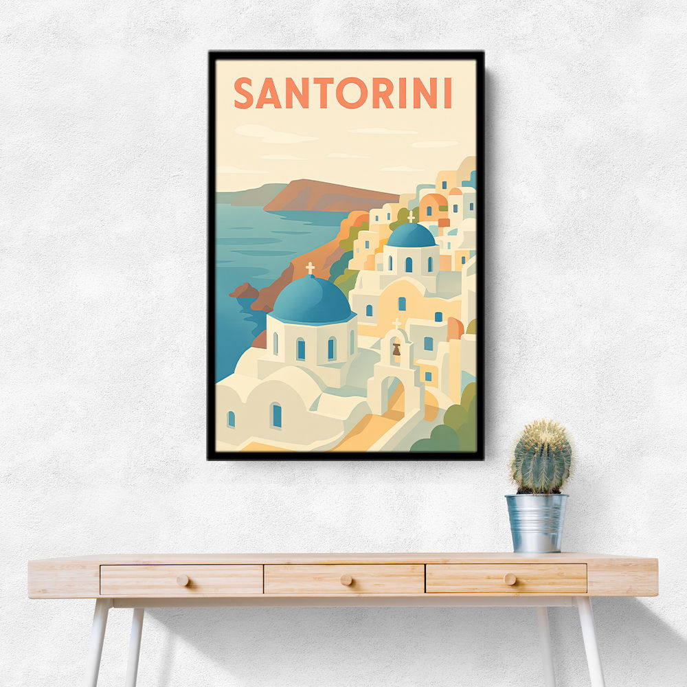 Santorini Travel Poster 1 Wall Art Santorini Travel Poster 1 Wall Art