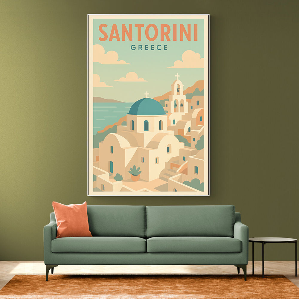 Santorini Travel Poster Wall Art Santorini Travel Poster Wall Art