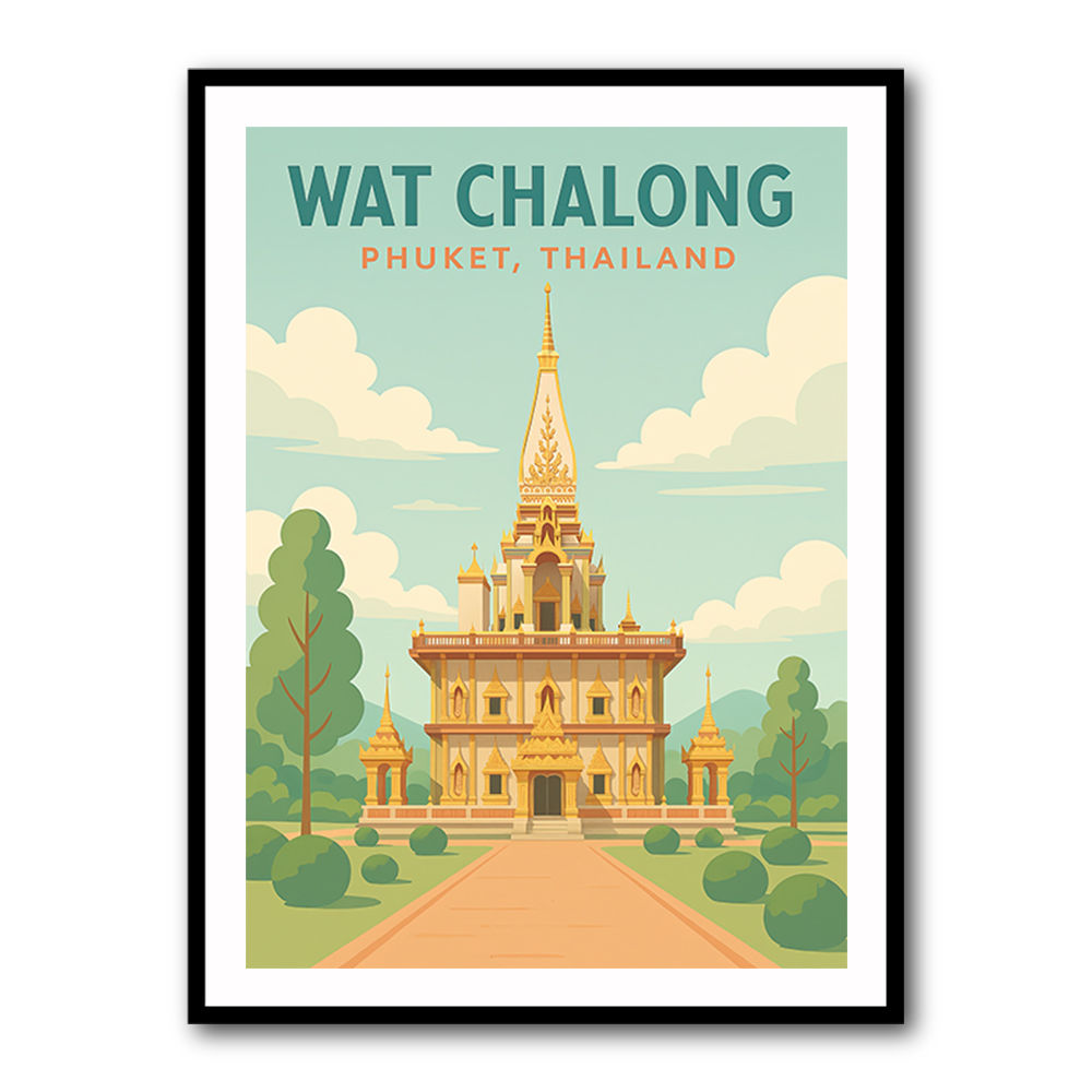 Wat Chalong Phuket Thailand Travel Poster Wall Art Wat Chalong Phuket Thailand Travel Poster Wall Art