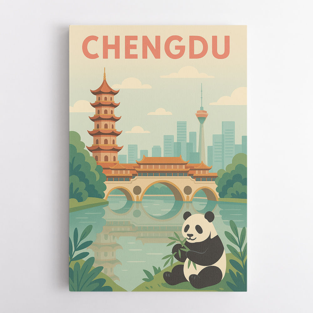 Chengdu China Travel Poster Chengdu China Travel Poster