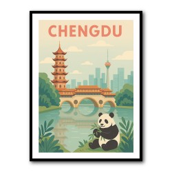 Chengdu China Travel Poster