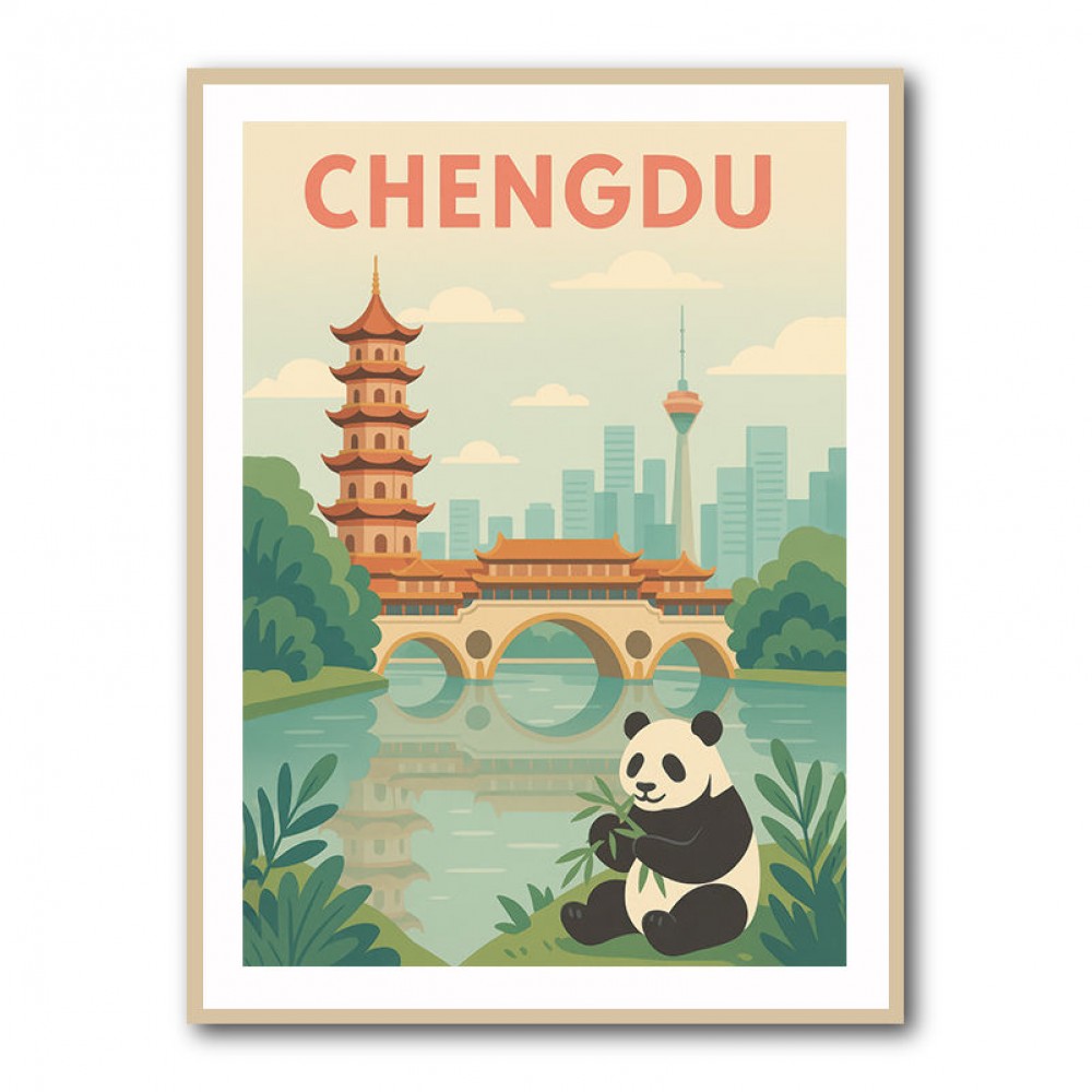 Chengdu China Travel Poster Chengdu China Travel Poster