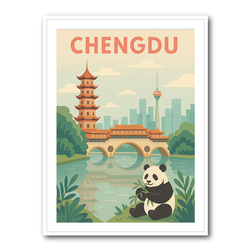 Chengdu China Travel Poster Chengdu China Travel Poster