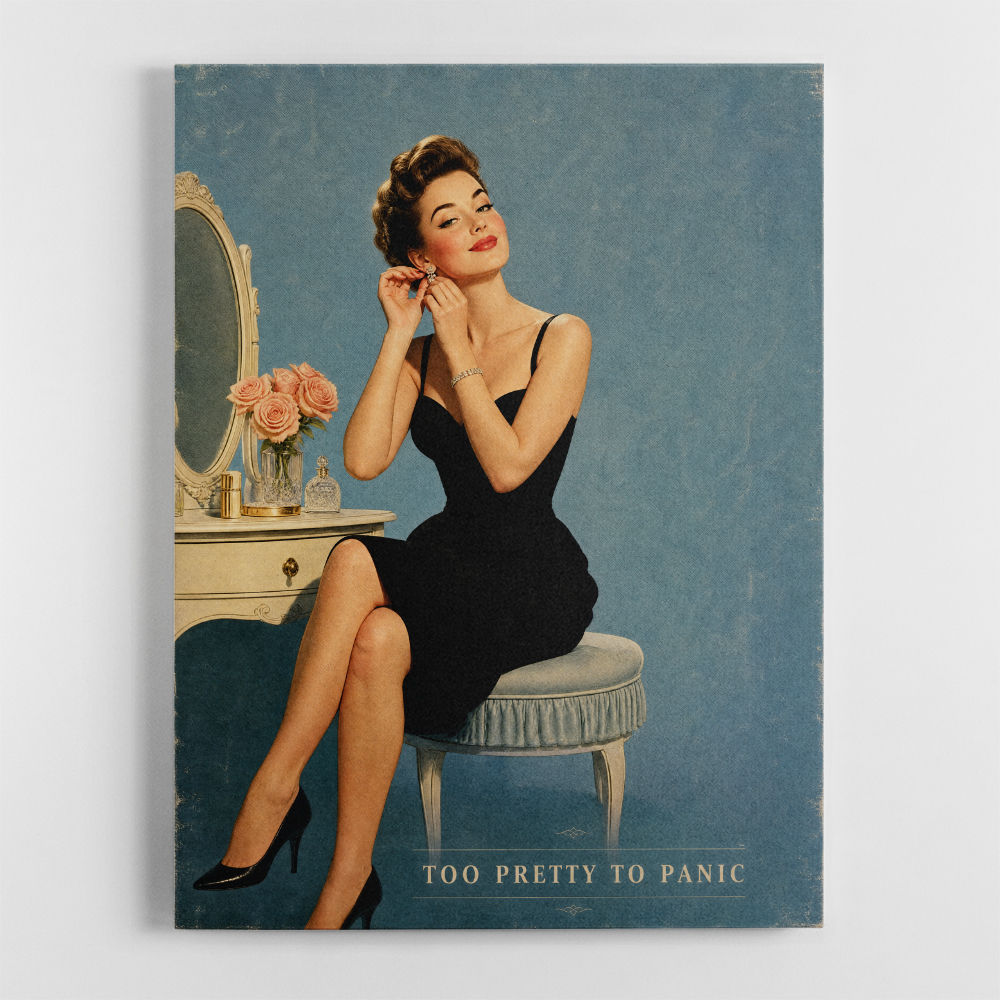 Too Pretty To Panic Vintage Glamour Style Wall Art