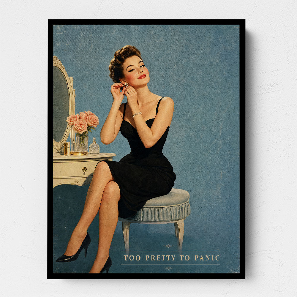 Too Pretty To Panic Vintage Glamour Style Wall Art
