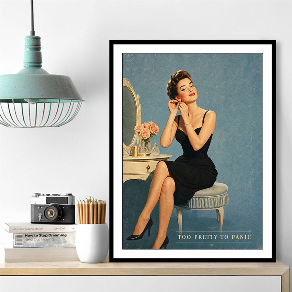 Too Pretty To Panic Vintage Glamour Style Wall Art