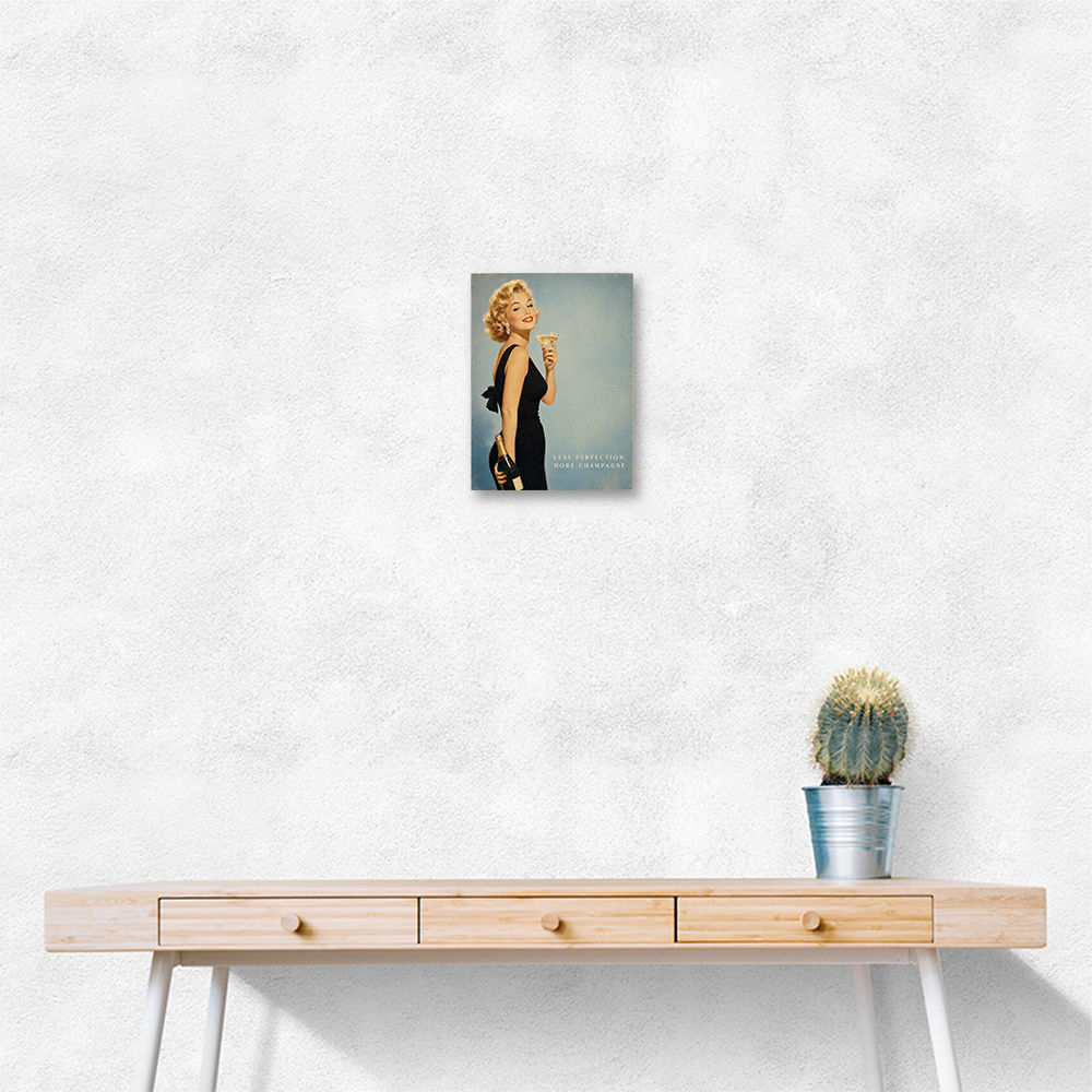 Less Perfection More Champagne Vintage Glamour Wall Art