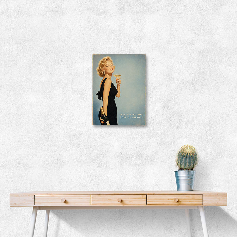 Less Perfection More Champagne Vintage Glamour Wall Art