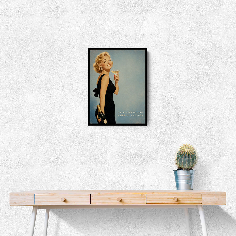 Less Perfection More Champagne Vintage Glamour Wall Art