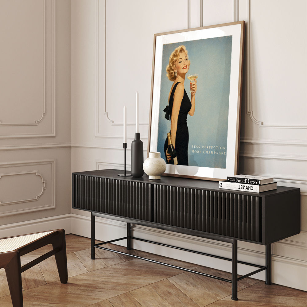 Less Perfection More Champagne Vintage Glamour Wall Art