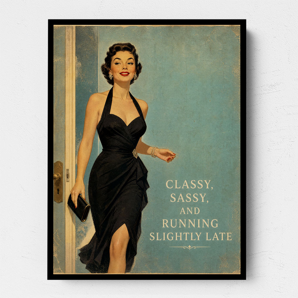 Classy Sassy and Running Slightly Late Vintage Wall Art Print