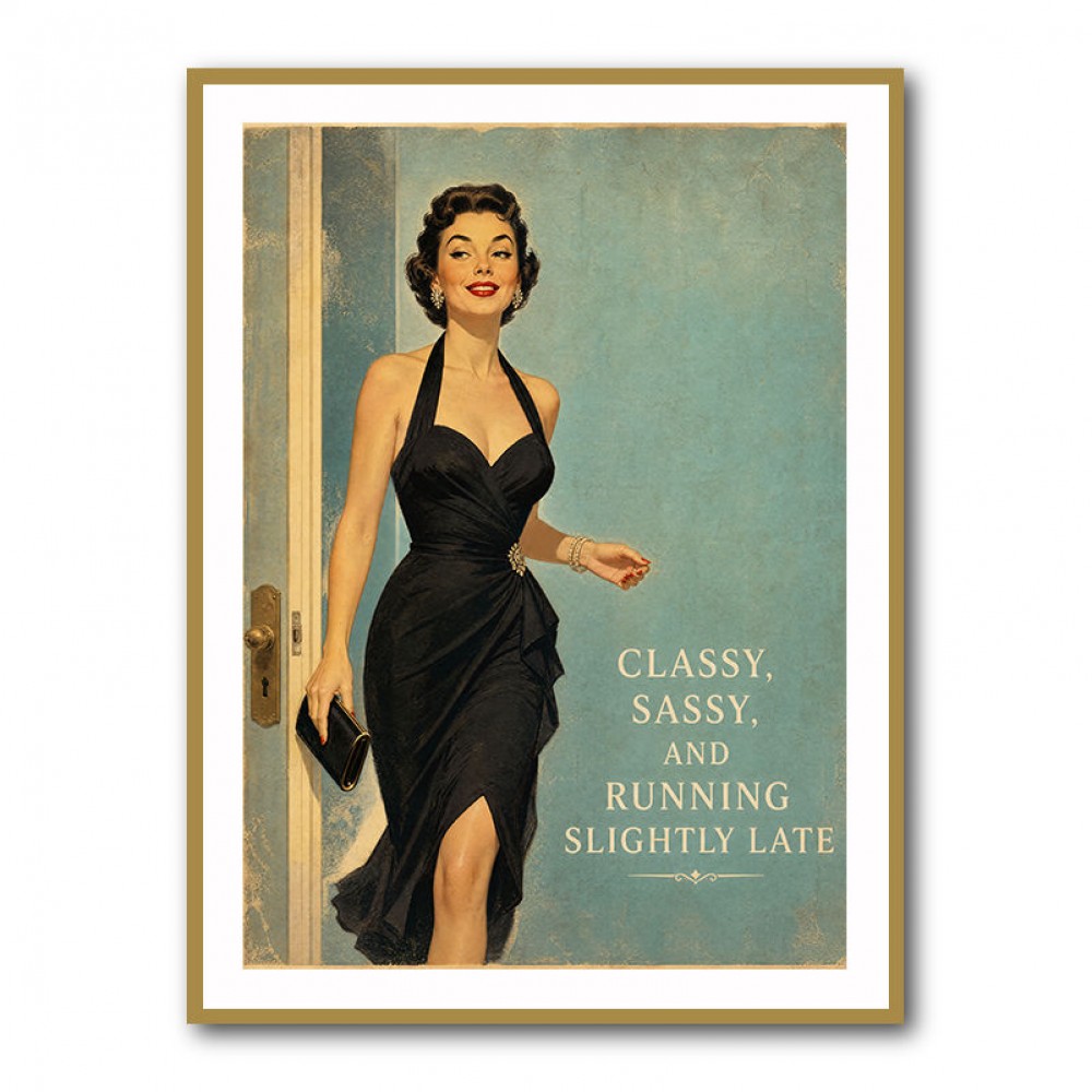 Classy Sassy and Running Slightly Late Vintage Wall Art Print