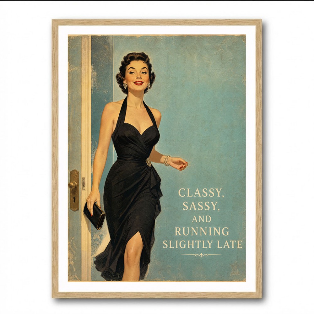 Classy Sassy and Running Slightly Late Vintage Wall Art Print