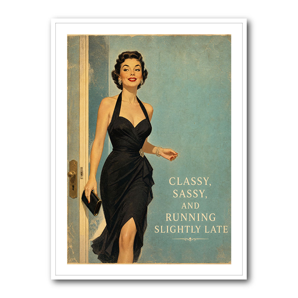 Classy Sassy and Running Slightly Late Vintage Wall Art Print