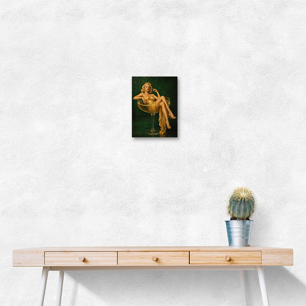 The Golden Champagne Girl Wall Art