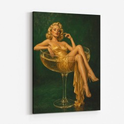 The Golden Champagne Girl Wall Art