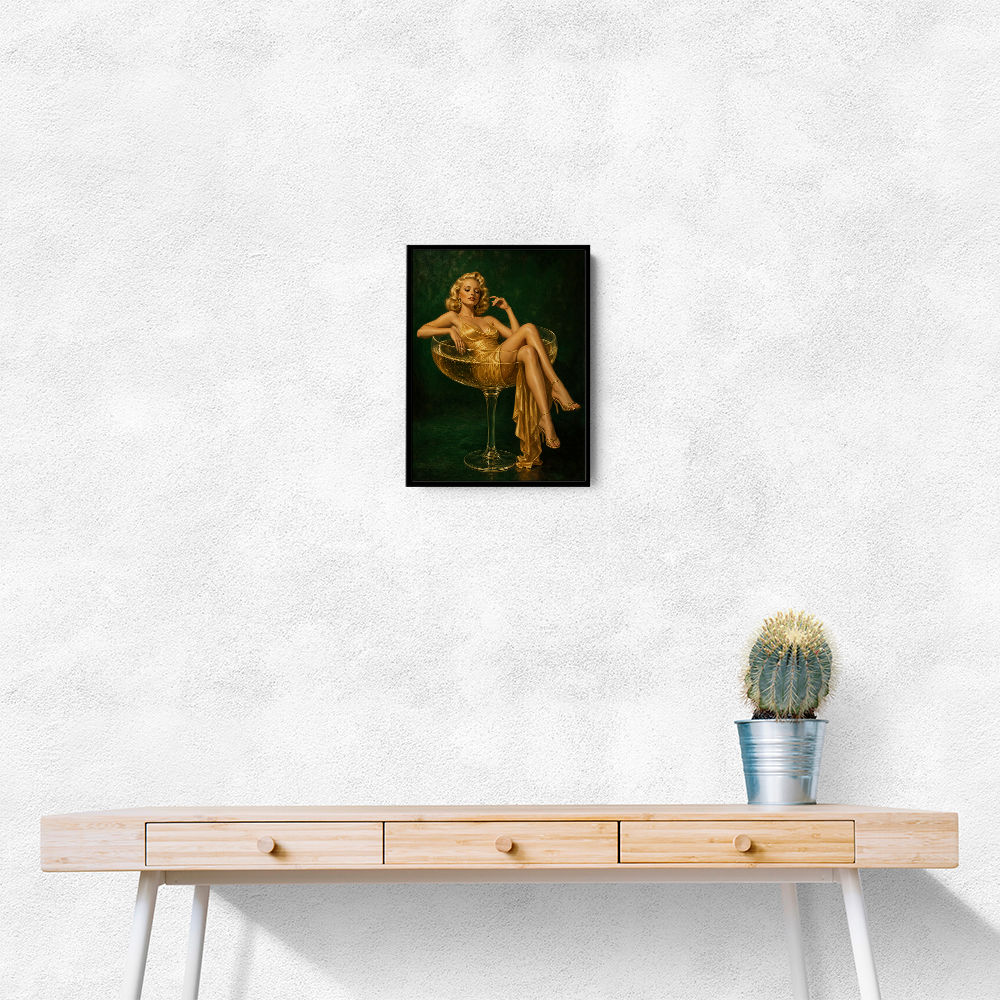 The Golden Champagne Girl Wall Art