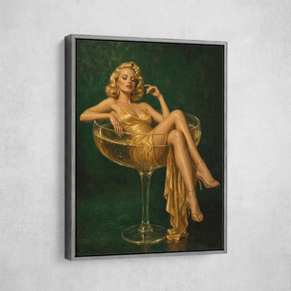 The Golden Champagne Girl Wall Art