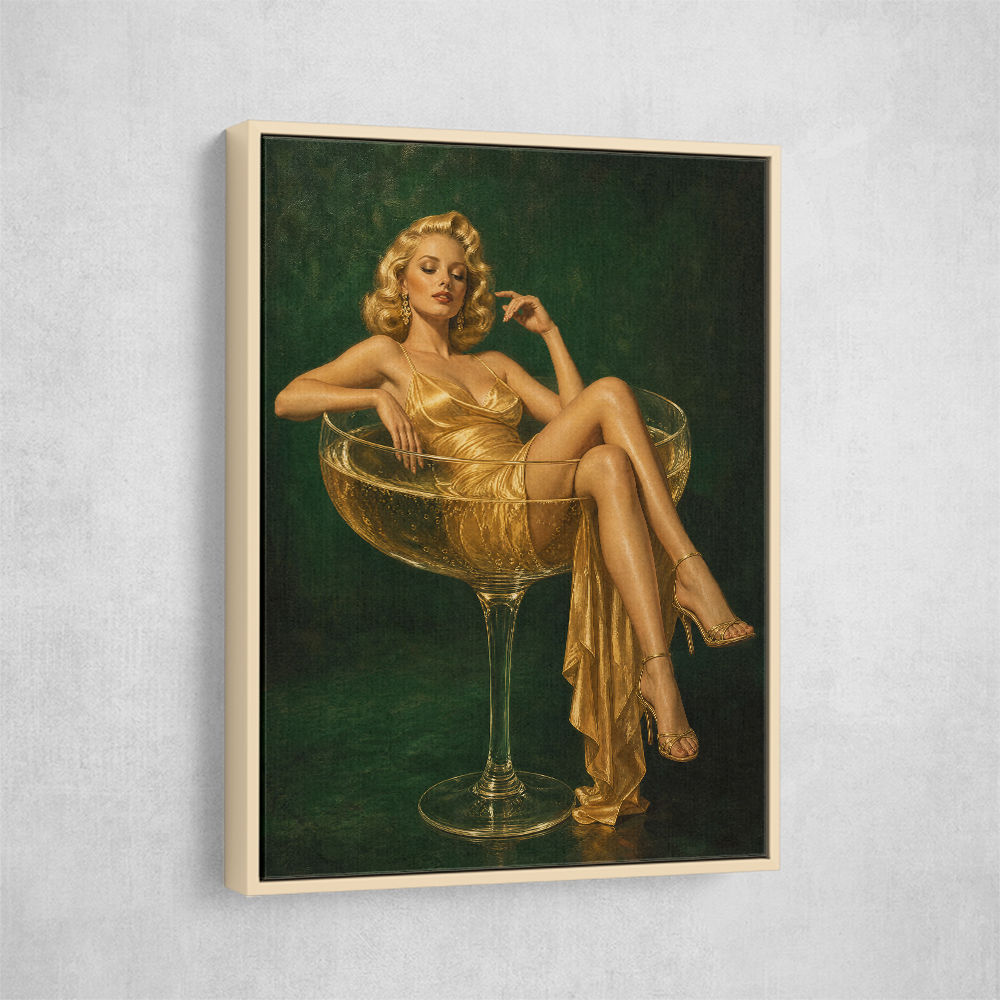 The Golden Champagne Girl Wall Art
