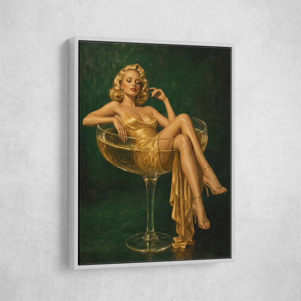 The Golden Champagne Girl Wall Art