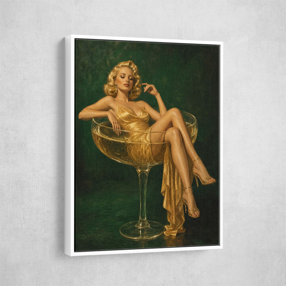The Golden Champagne Girl Wall Art