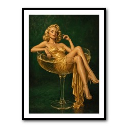 The Golden Champagne Girl Wall Art