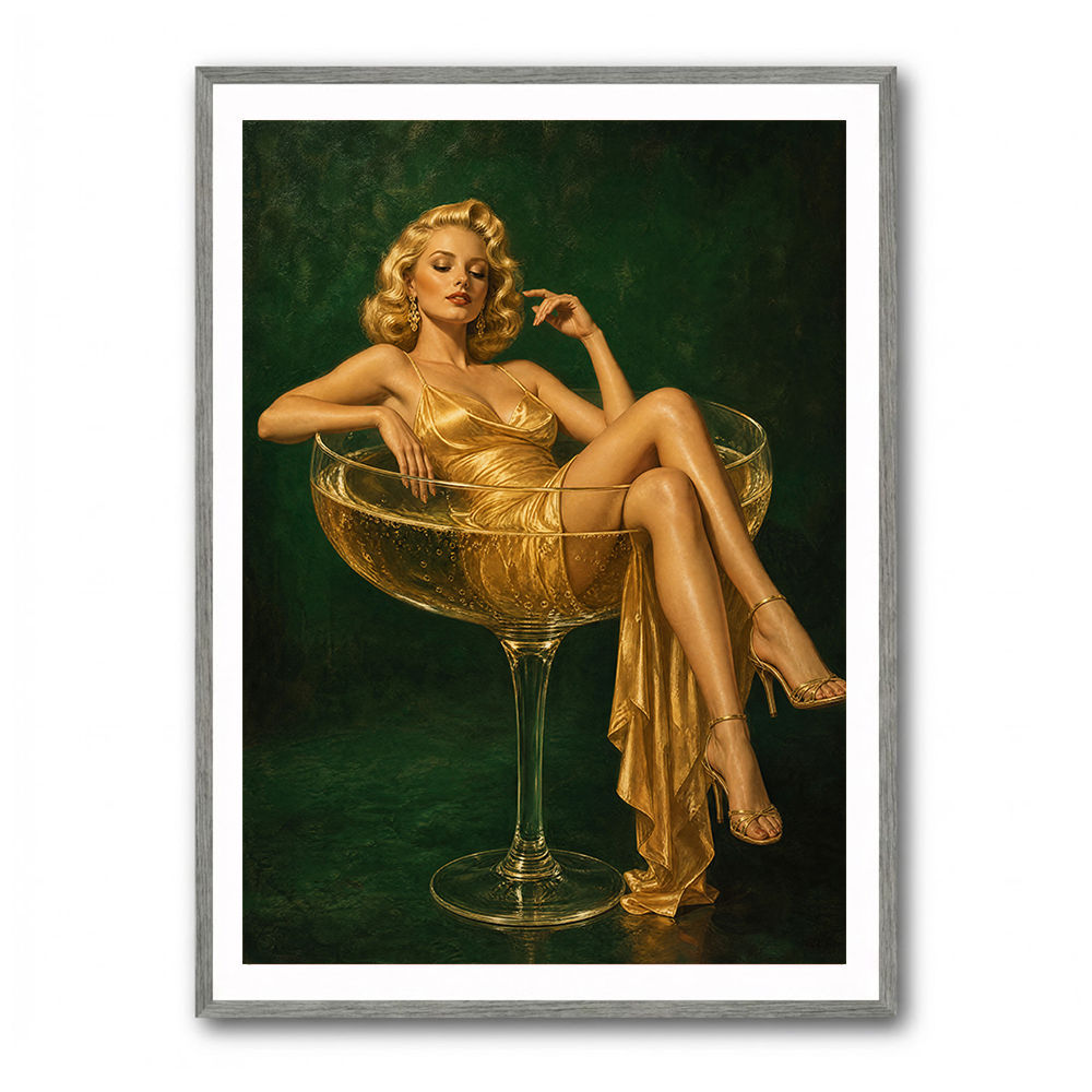 The Golden Champagne Girl Wall Art