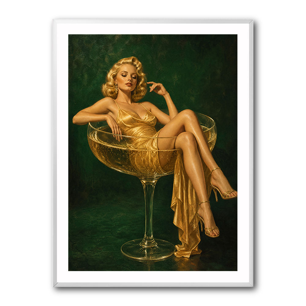 The Golden Champagne Girl Wall Art