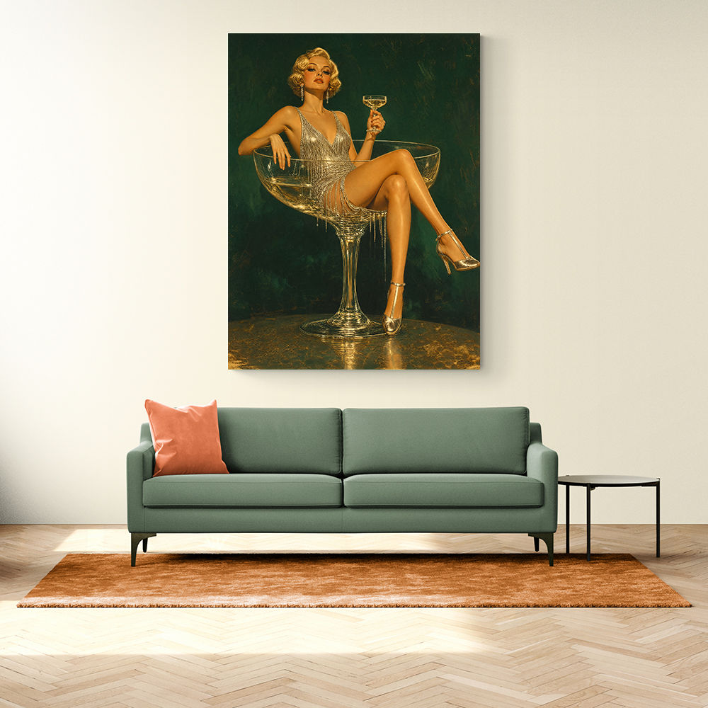 Glitter & Champagne Vintage Style Wall Art