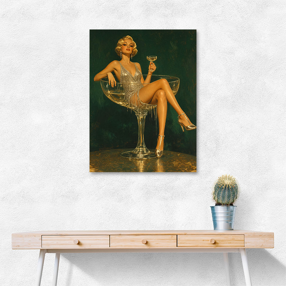 Glitter & Champagne Vintage Style Wall Art