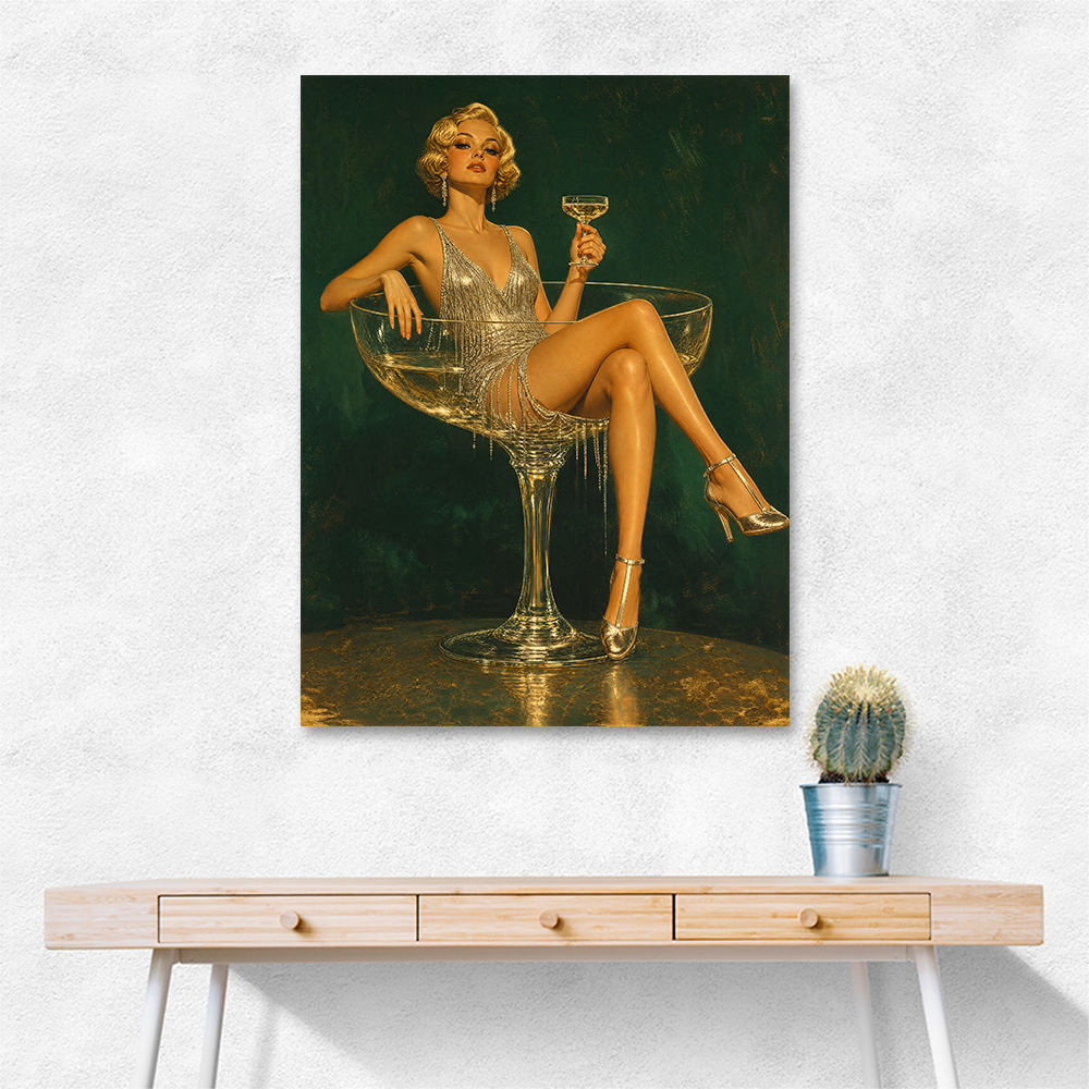 Glitter & Champagne Vintage Style Wall Art