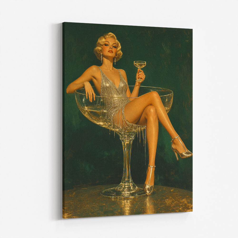 Glitter & Champagne Vintage Style Wall Art
