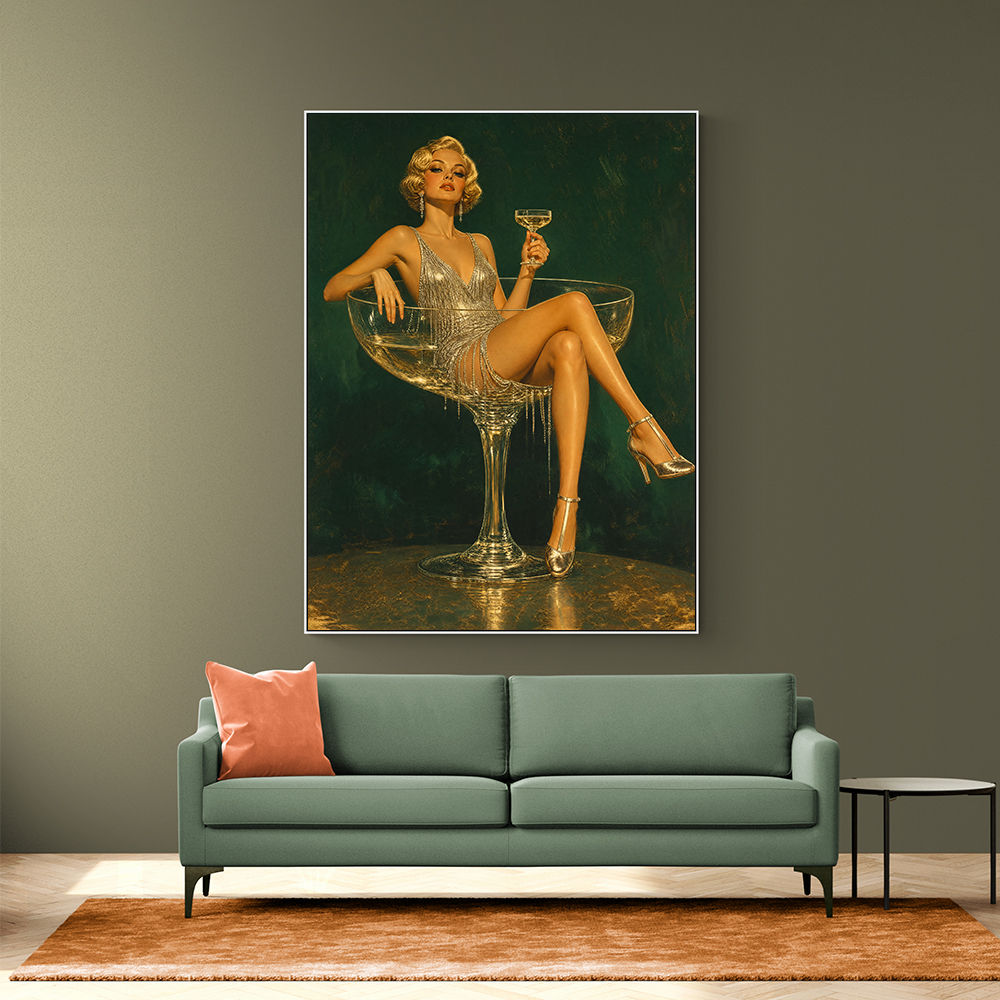 Glitter & Champagne Vintage Style Wall Art