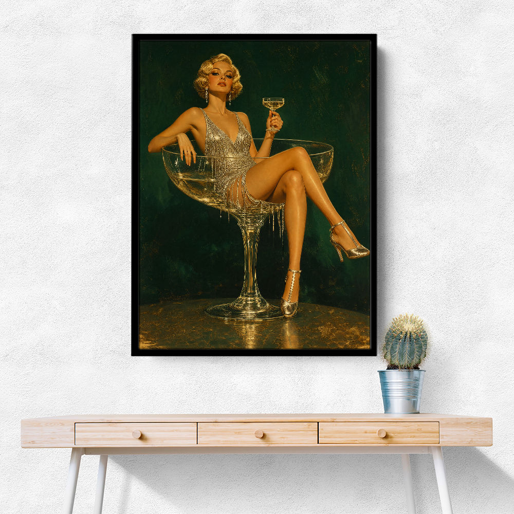 Glitter & Champagne Vintage Style Wall Art