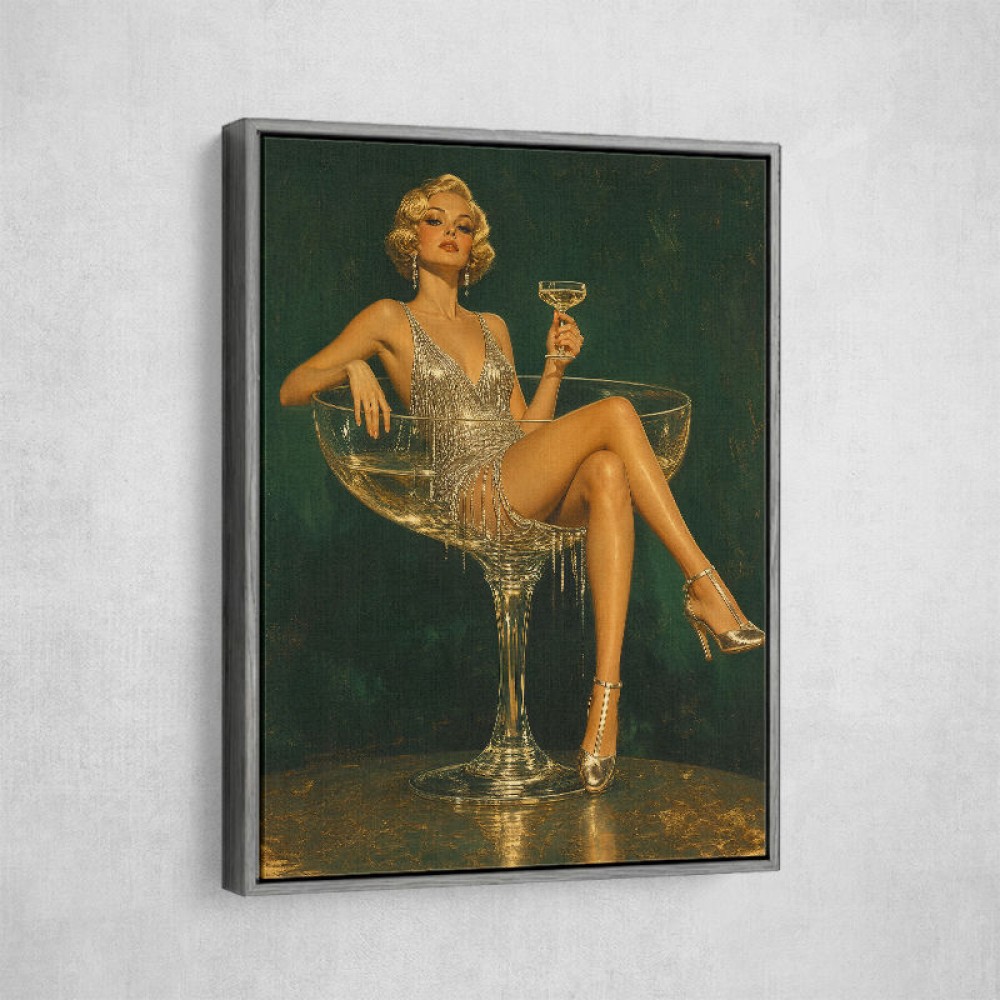 Glitter & Champagne Vintage Style Wall Art