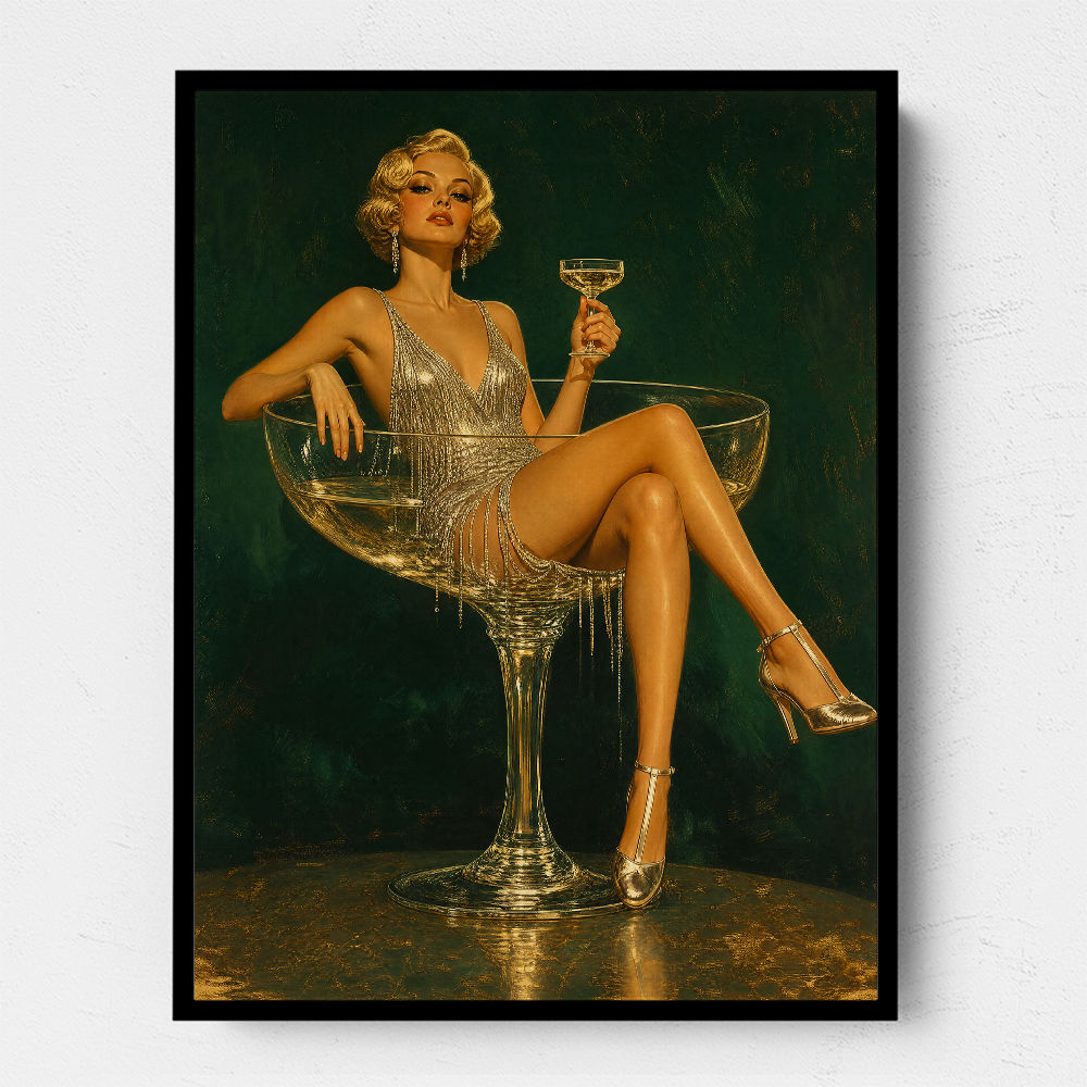 Glitter & Champagne Vintage Style Wall Art